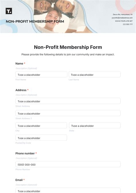 nonprofit membership form template